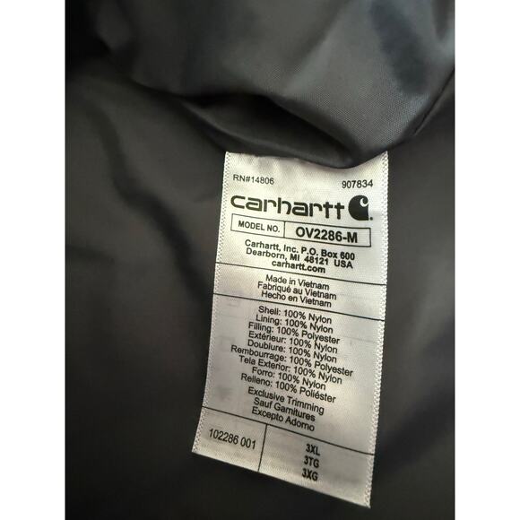 Carhartt Men’s Rain Defender Insulated Vest Lightweight Size 3XL Relaxed Fit NWT - Picture 9 of 11